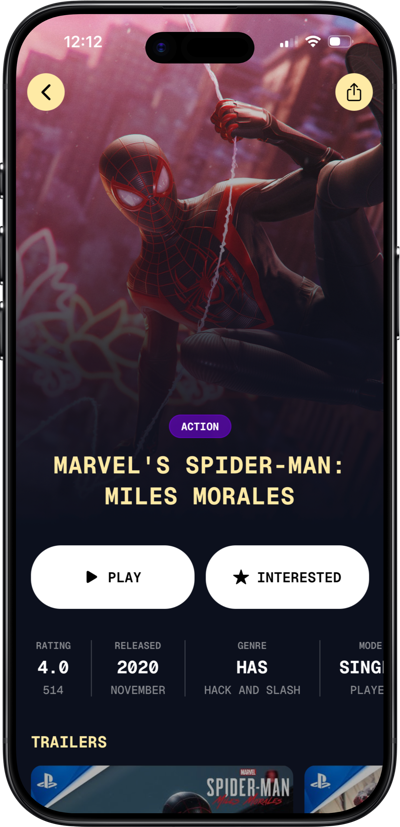 GameOn game detail screen